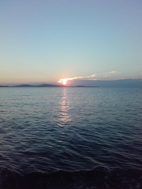 Romantic boat trip during sunset